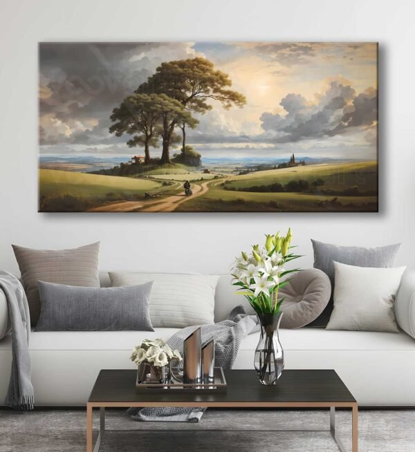 Kasaba Yolu Manzarası Dekoratif Kanvas Tablo - VOOV3075