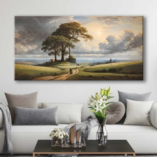 Kasaba Yolu Manzarası Dekoratif Kanvas Tablo - VOOV3075