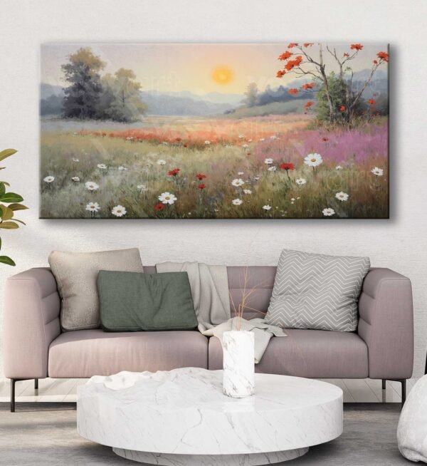Kır Çiçekleri Manzarası Dekoratif Kanvas Tablo - VOOV3084