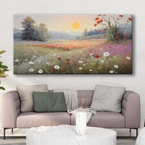Kır Çiçekleri Manzarası Dekoratif Kanvas Tablo - VOOV3084