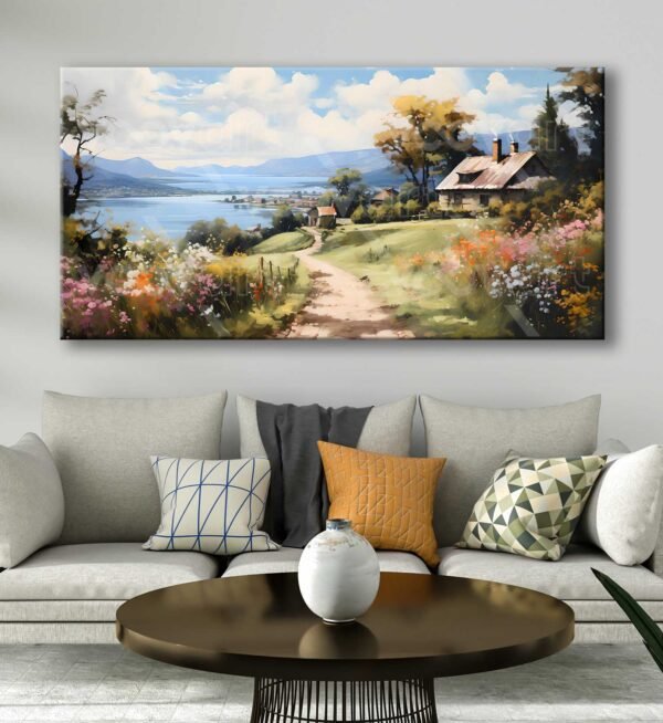 Kasaba Yolu Manzarası Dekoratif Kanvas Tablo - VOOV3085