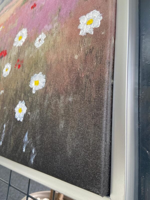 70x100cm Gold Çerçeveli Dokulu Papatyalar ve Doğa Dekoratif Tablo - ART1269