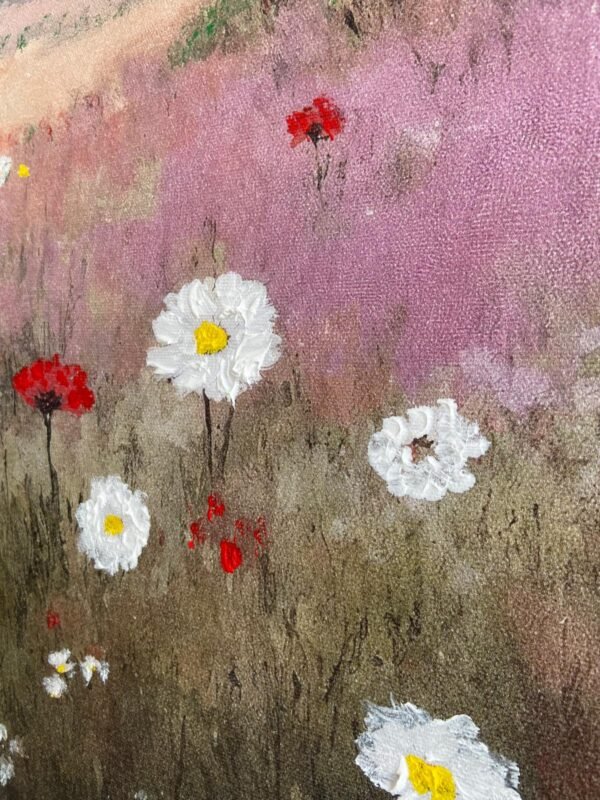 70x100cm Gold Çerçeveli Dokulu Papatyalar ve Doğa Dekoratif Tablo - ART1269