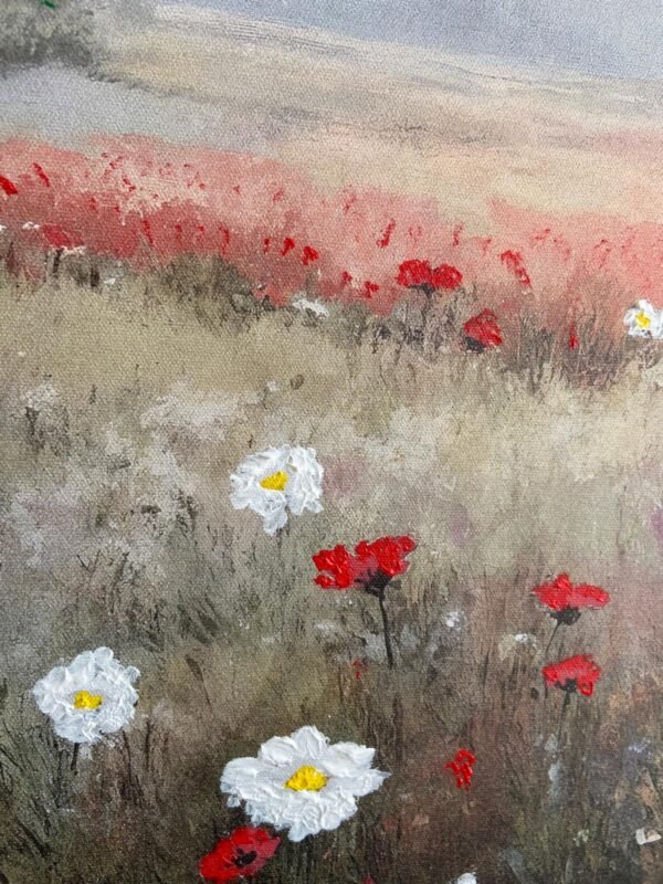 70x100cm Gold Çerçeveli Dokulu Papatyalar ve Doğa Dekoratif Tablo - ART1269