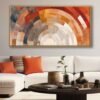70x140cm Natürel Çerçeveli Soyut Gün Batımı Dekoratif Kanvas Tablo - ART1268