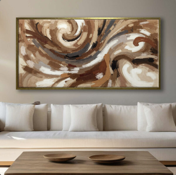 Screenshot 70x140cm Eskitme Gold Çerçeveli Soyut Modern Dekoratif Kanvas Tablo - ART5005