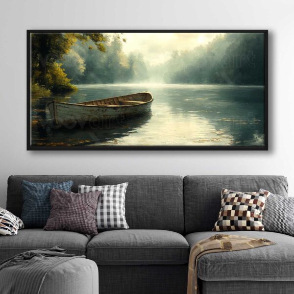 70x140cm Siyah Çerçeveli Sandal ve Orman Manzarası Dekoratif Kanvas Tablo - ART1324