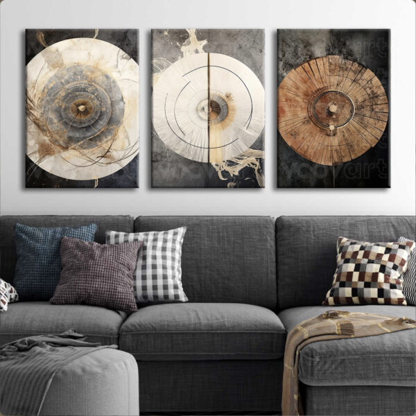 Modern Abstract Kanvas Tablo - 3'lü Canvas Tablo Seti - VOOV4352