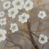 70x100cm Gold Çerçeveli Dokulu Dekoratif Beyaz Çiçekli Ağaç Tablo - ART2525