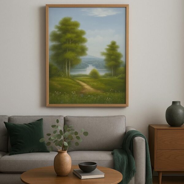 65x95cm Çerçeveli Yağlıboya Dokulu Dekoratif Manzara Tablo - ART5225