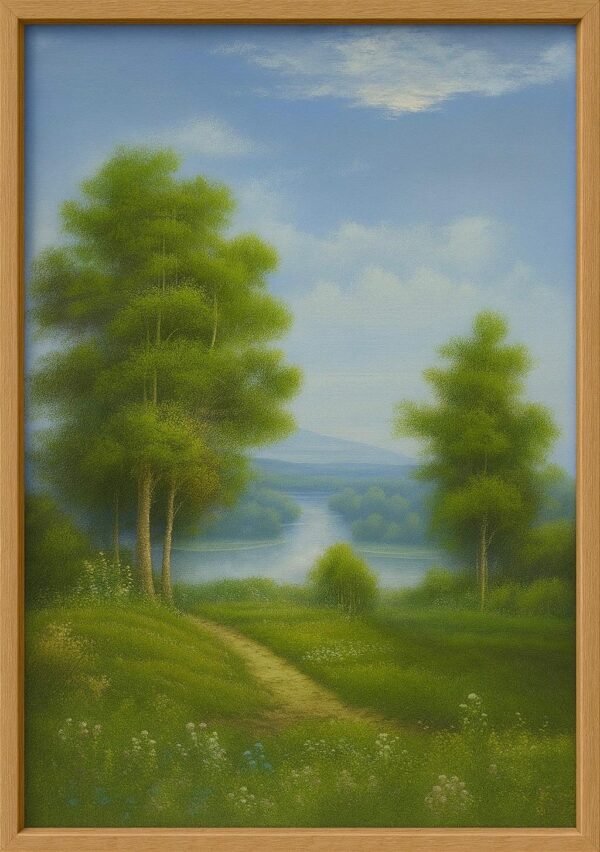 65x95cm Çerçeveli Yağlıboya Dokulu Dekoratif Manzara Tablo - ART5225