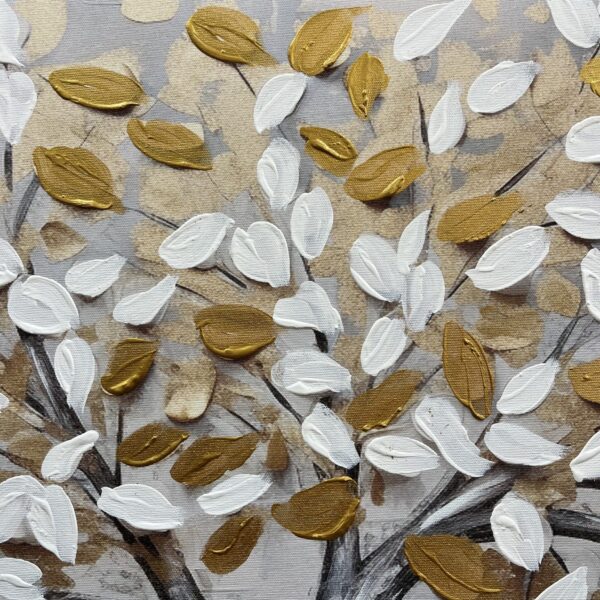 70x120cm Gold Çerçeveli Akrilik Dokulu Dekoratif Ağaç Kanvas Tablo - ART6001