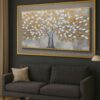 70x120cm Gold Çerçeveli Akrilik Dokulu Dekoratif Ağaç Kanvas Tablo - ART6001