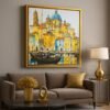 85x85cm Gold Çerçeveli Venedik Manzarası Dekoratif Tablo - ART6125