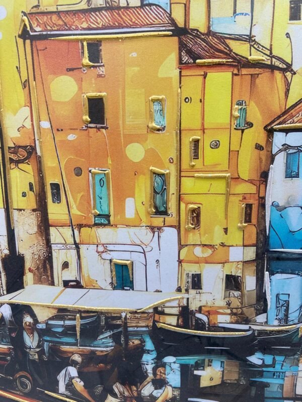 85x85cm Gold Çerçeveli Venedik Manzarası Dekoratif Tablo - ART6125
