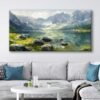 Göl ve Dağlar Yaz Manzarası Dekoratif Kanvas Tablo - VOOV3093