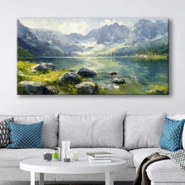 Göl ve Dağlar Yaz Manzarası Dekoratif Kanvas Tablo - VOOV3093