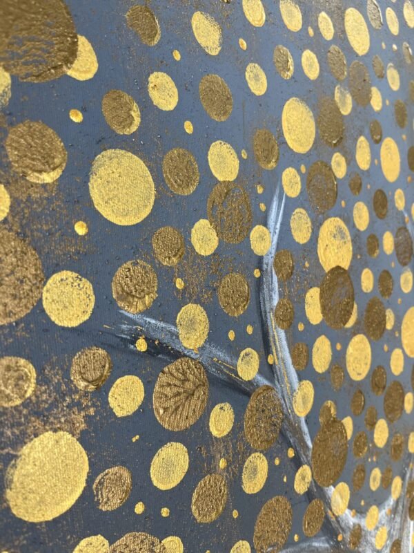 75x105cm Eskitme Gold Çerçeveli Dokulu Soyut Ağaç Dekoratif Tablo - ART7001