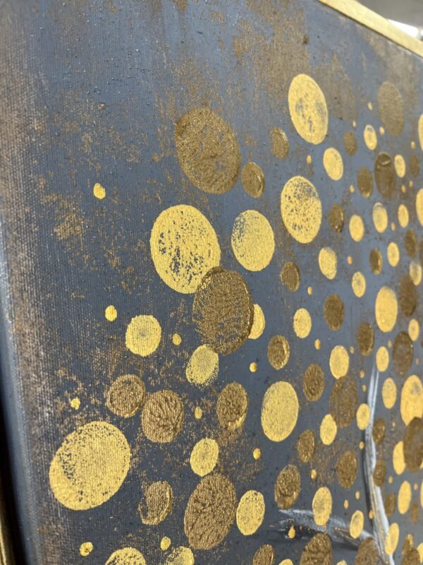 75x105cm Eskitme Gold Çerçeveli Dokulu Soyut Ağaç Dekoratif Tablo - ART7001