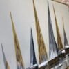 64x90cm Gold Çerçeveli Dokulu Soyut Yelkenliler Dekoratif Tablo - ART7002