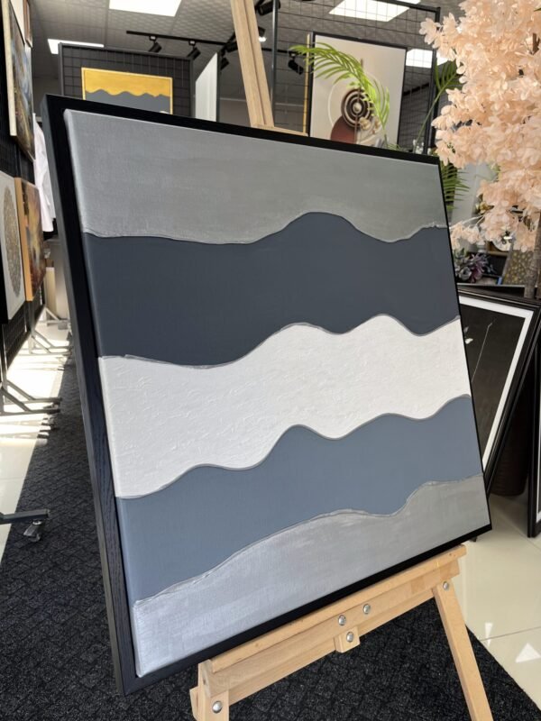 70x70cm Siyah Çerçeveli Dokulu Soyut Dekoratif  Tablo - ART7003