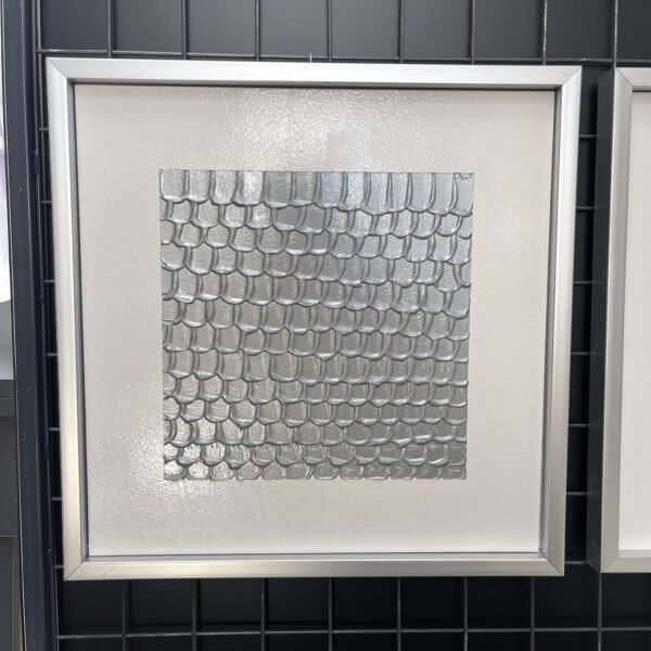 46x46cm 2'li Set Gümüş Çerçeveli Dokulu Soyut Dekoratif Tablo - ART7007