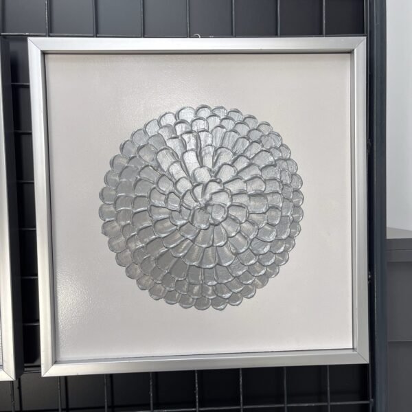 46x46cm 2'li Set Gümüş Çerçeveli Dokulu Soyut Dekoratif Tablo - ART7007