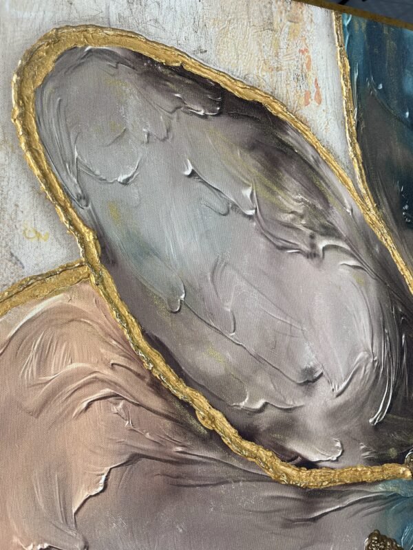 95x140cm Kabartma Dokulu Eskitme Gold Çerçeveli Muhteşem Cennet Çiçeği Dekoratif  Tablo - ART7010