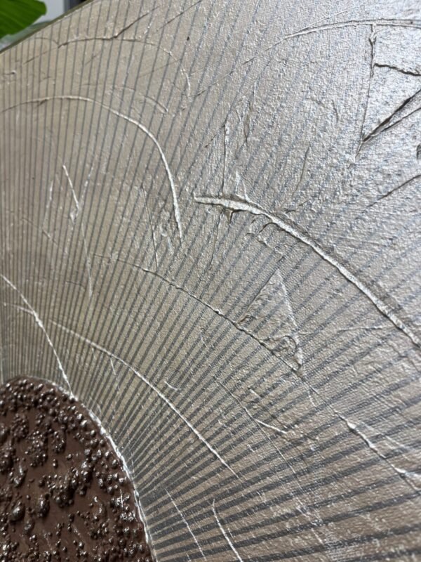 95x95cm Eskitme Gümüş Çerçeveli Dokulu El Yapımı Dekoratif Tablo - ART7008