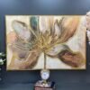 95x140cm Kabartma Dokulu Eskitme Gold Çerçeveli Muhteşem Cennet Çiçeği Dekoratif  Tablo - ART7010