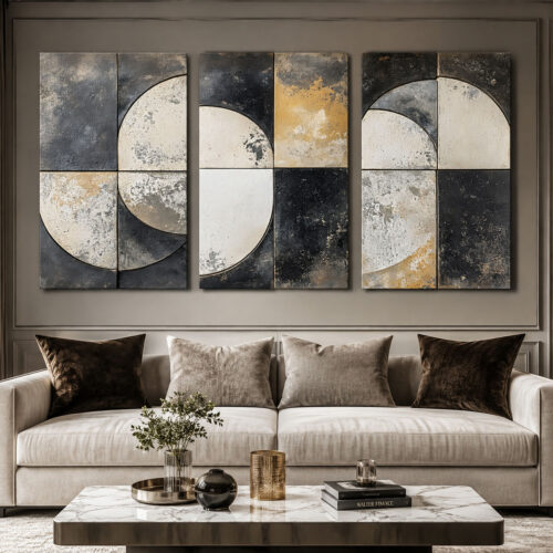 Yörünge Kanvas Duvar Tablosu - 3'lü Canvas Tablo Seti - VOOV4360