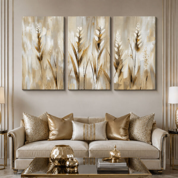 Soft Botanica Kanvas Duvar Tablosu - 3'lü Canvas Tablo Seti - VOOV4361