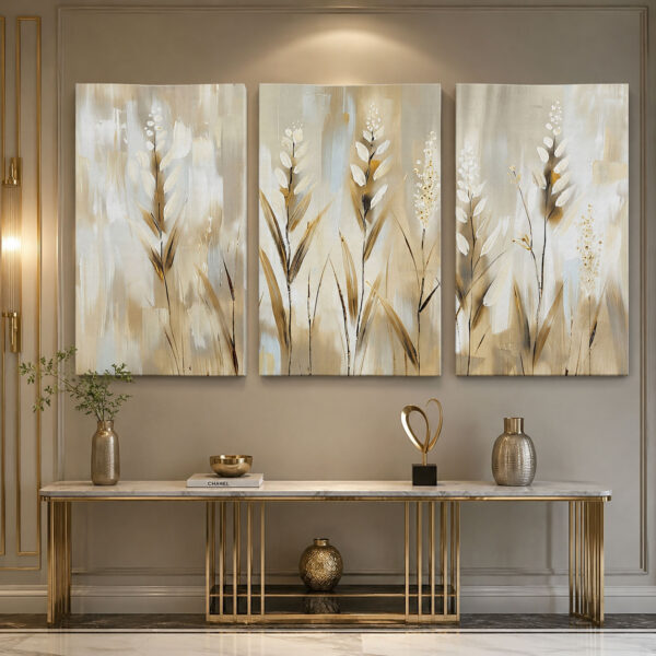 Soft Botanica Kanvas Duvar Tablosu - 3'lü Canvas Tablo Seti - VOOV4361