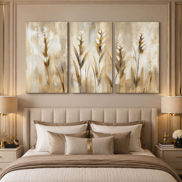 Soft Botanica Kanvas Duvar Tablosu - 3'lü Canvas Tablo Seti - VOOV4361
