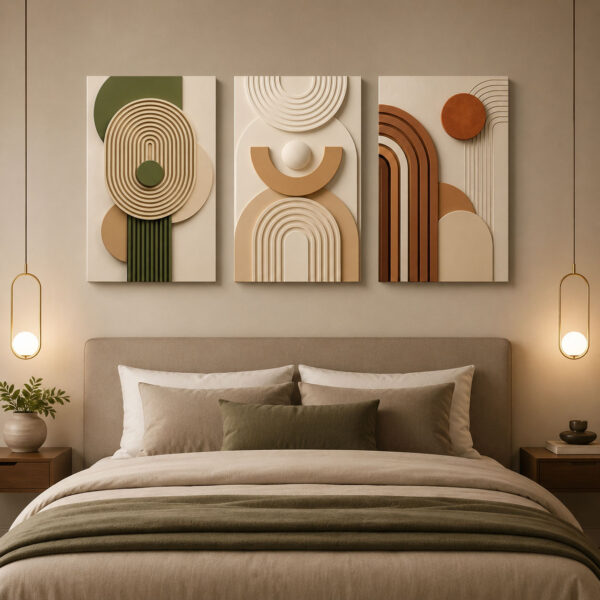 Terra Ritim Kanvas Duvar Tablosu - 3'lü Canvas Tablo Seti - VOOV4364