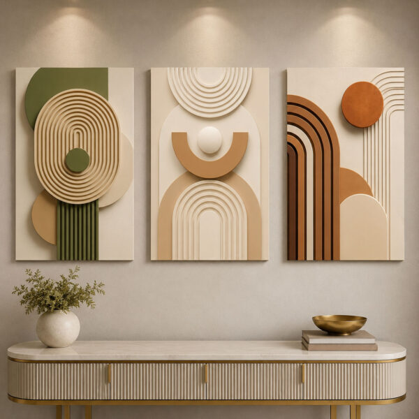 Terra Ritim Kanvas Duvar Tablosu - 3'lü Canvas Tablo Seti - VOOV4364