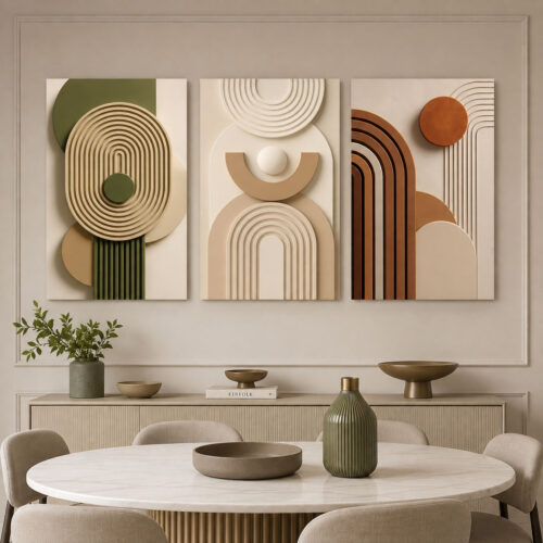 Terra Ritim Kanvas Duvar Tablosu - 3'lü Canvas Tablo Seti - VOOV4364