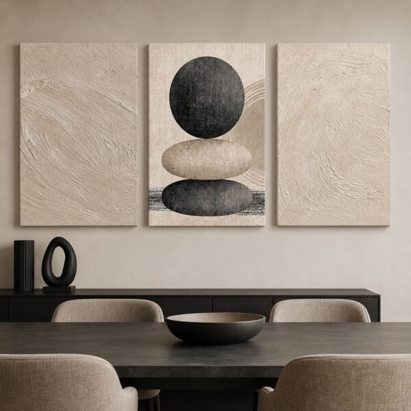 Doğal Denge Kanvas Duvar Tablosu - 3'lü Canvas Tablo Seti - VOOV4365