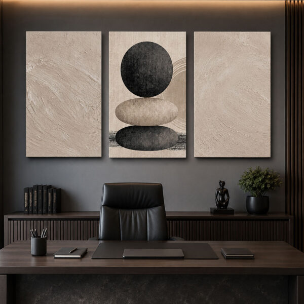 Doğal Denge Kanvas Duvar Tablosu - 3'lü Canvas Tablo Seti - VOOV4365