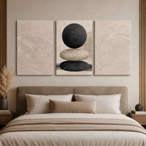 Doğal Denge Kanvas Duvar Tablosu - 3'lü Canvas Tablo Seti - VOOV4365