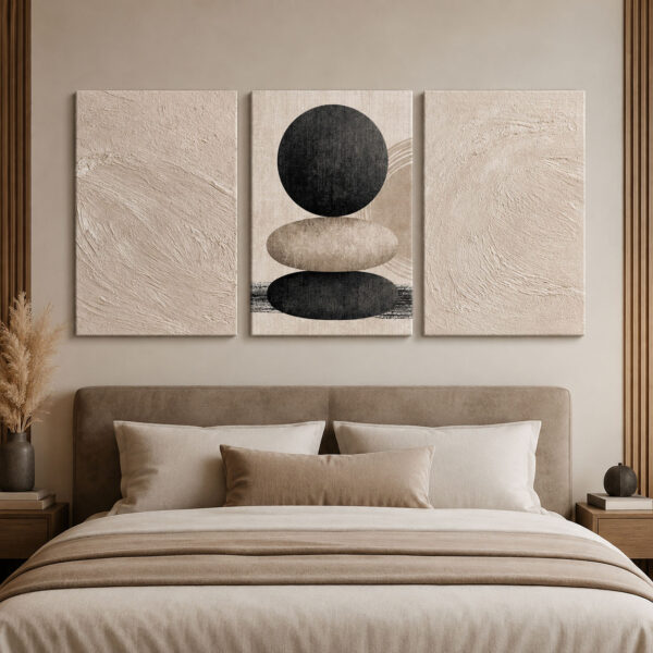 Doğal Denge Kanvas Duvar Tablosu - 3'lü Canvas Tablo Seti - VOOV4365