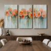 Pastel Çiçek Senfonisi Kanvas Duvar Tablosu - 3'lü Canvas Tablo Seti - VOOV4366