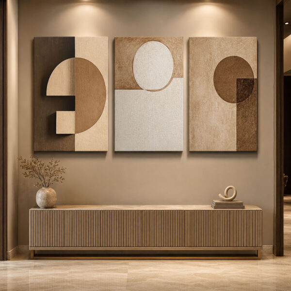Geometri Formlar Kanvas Duvar Tablosu - 3'lü Canvas Tablo Seti - VOOV4368