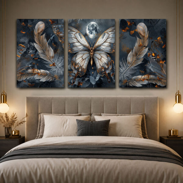 Kelebek Etkisi Kanvas Duvar Tablosu - 3'lü Canvas Tablo Seti - VOOV4369