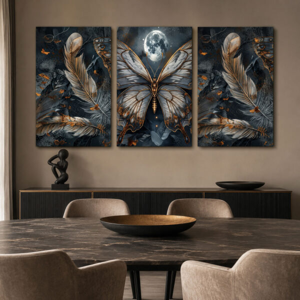 Kelebek Etkisi Kanvas Duvar Tablosu - 3'lü Canvas Tablo Seti - VOOV4369