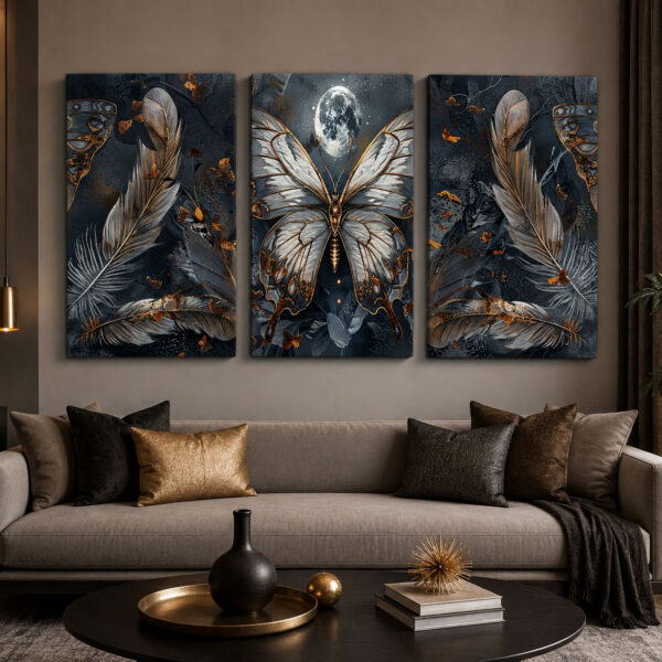 Kelebek Etkisi Kanvas Duvar Tablosu - 3'lü Canvas Tablo Seti - VOOV4369