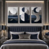 Silver Eclipse Kanvas Duvar Tablosu - 3'lü Canvas Tablo Seti - VOOV4371