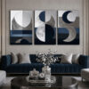 Silver Eclipse Kanvas Duvar Tablosu - 3'lü Canvas Tablo Seti - VOOV4371