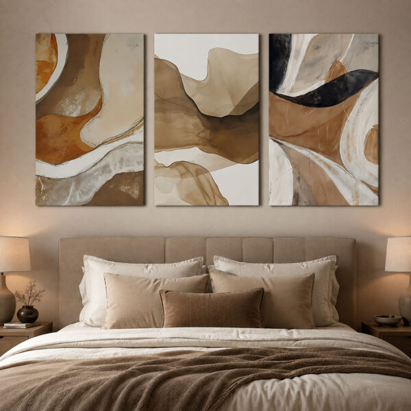 Sahara Flow Kanvas Duvar Tablosu - 3'lü Canvas Tablo Seti - VOOV4373