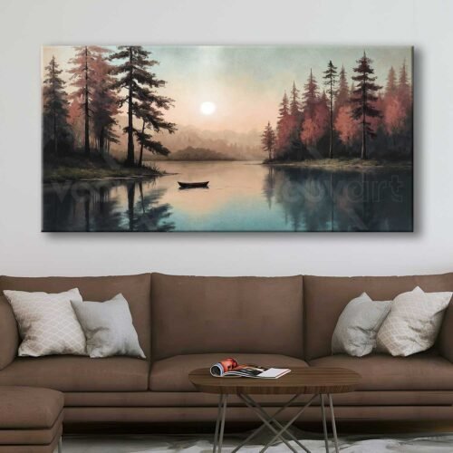 Göl ve Orman Manzarası Dekoratif Kanvas Tablo - VOOV3110